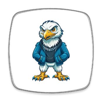 Hawk Cool Kawaii Dessin animé Personnage Clipart - Magnet carré - blanc - Devant