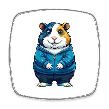 Hamster Cool Kawaii Cartoon Charakter Clipart - Viereckiger Kühlschrankmagnet - Weiß - Vorne