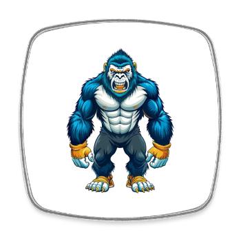 Gorilla Cool Kawaii Cartoon Figur Clipart - Viereckiger Kühlschrankmagnet - Weiß - Vorne