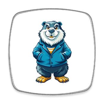 Und täglich grüßt das Murmeltier Cool Kawaii Cartoon Figur Clipart - Viereckiger Kühlschrankmagnet - Weiß - Vorne