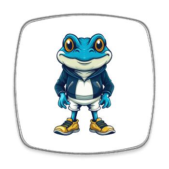 Frosch Cool Kawaii Cartoon Figur Clipart - Viereckiger Kühlschrankmagnet - Weiß - Vorne