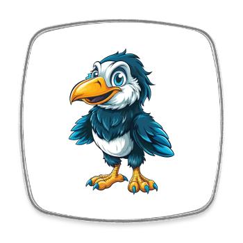 Crow Cool Kawaii Cartoon Character Clipart - Square fridge magnet - white - Front