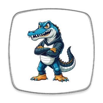 Krokodil Cool Kawaii Cartoon Charakter Clipart - Viereckiger Kühlschrankmagnet - Weiß - Vorne