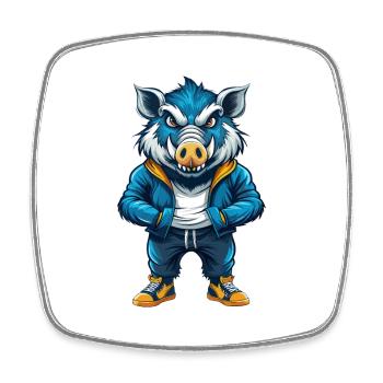 sanglier cool kawaii dessin animé personnage clipart - Magnet carré - blanc - Devant