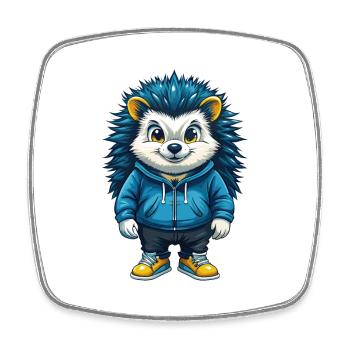 Igel Cool Kawaii Cartoon Figur Clipart - Viereckiger Kühlschrankmagnet - Weiß - Vorne