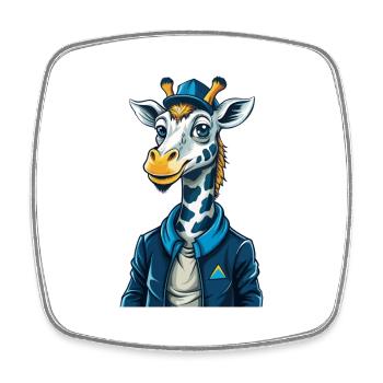 Giraffe Cool Kawaii Cartoon Charakter Clipart - Viereckiger Kühlschrankmagnet - Weiß - Vorne