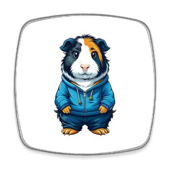 Cochon d’Inde Cool Kawaii Dessin animé Personnage Clipart - Magnet carré - blanc - Devant