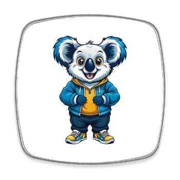 Koala Cool Kawaii Cartoon Figur Clipart - Viereckiger Kühlschrankmagnet - Weiß - Vorne