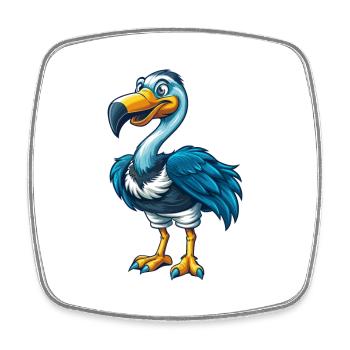 Flamingo Cool Kawaii Cartoon Charakter Clipart - Viereckiger Kühlschrankmagnet - Weiß - Vorne