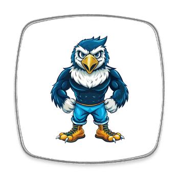 Falcon Cool Kawaii Cartoon Figur Clipart - Viereckiger Kühlschrankmagnet - Weiß - Vorne