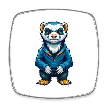 Ferret Cool Kawaii Dessin Animé Personnage Clipart - Magnet carré - blanc - Devant