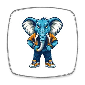 éléphant cool kawaii personnage de dessin animé clipart - Magnet carré - blanc - Devant