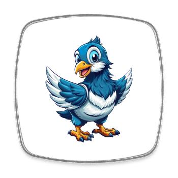 Dove Cool Kawaii Cartoon Figur Clipart - Viereckiger Kühlschrankmagnet - Weiß - Vorne