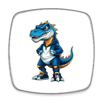 dinosaure cool kawaii dessin animé personnage clipart - Magnet carré - blanc - Devant