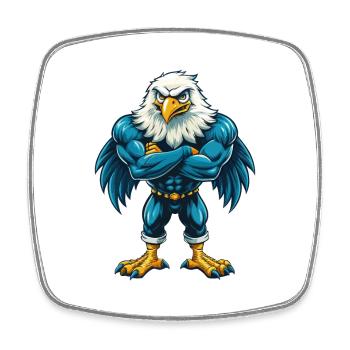 Eagle Cool Kawaii Cartoon Character Clipart - Square fridge magnet - white - Front