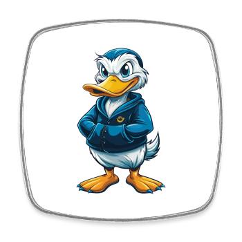 Ente Cool Kawaii Cartoon Charakter Clipart - Viereckiger Kühlschrankmagnet - Weiß - Vorne