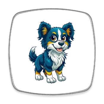 Dog Cool Kawaii Cartoon Character Clipart - Square fridge magnet - white - Front