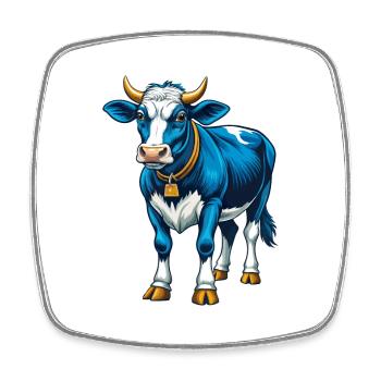 Cow Cool Kawaii Cartoon Character Clipart - Square fridge magnet - white - Front