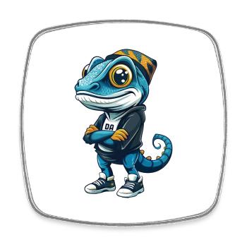 Chameleon Cool Kawaii Cartoon Character Clipart - Square fridge magnet - white - Front