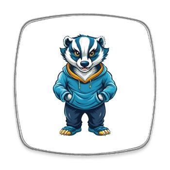 blaireau cool kawaii dessin animé personnage clipart - Magnet carré - blanc - Devant