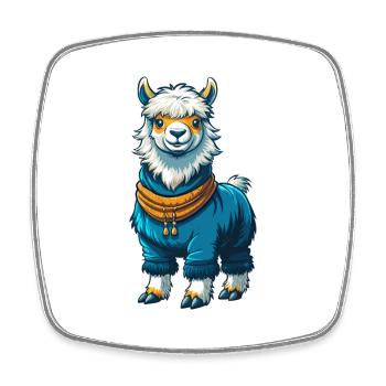 Alpaca Cool Kawaii Cartoon Character Clipart - Square fridge magnet - white - Front