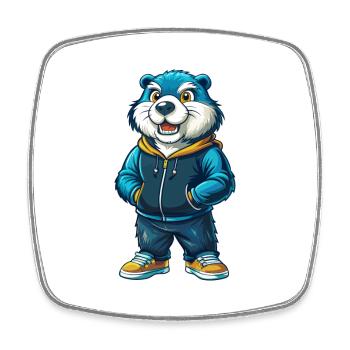 Biber Cool Kawaii Cartoon Charakter Clipart - Viereckiger Kühlschrankmagnet - Weiß - Vorne