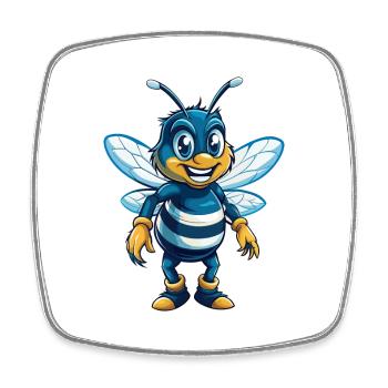 abeille cool kawaii dessin animé personnage clipart - Magnet carré - blanc - Devant