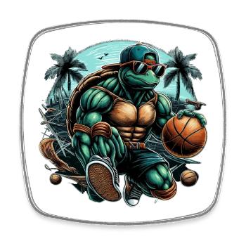 Basketball Turtle Fit Lunettes de soleil Cadeau - Magnet carré - blanc - Devant