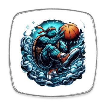 Basketball tortue dunk cadeau - Magnet carré - blanc - Devant