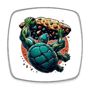 Bouldering Turtle Climbing Gift - Square fridge magnet - white - Front