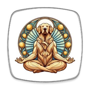 Golden Retriever Meditation Meditate Gift - Square fridge magnet - white - Front