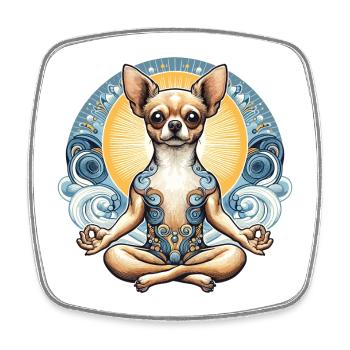 Chihuahua Meditation Meditate Gift - Square fridge magnet - white - Front