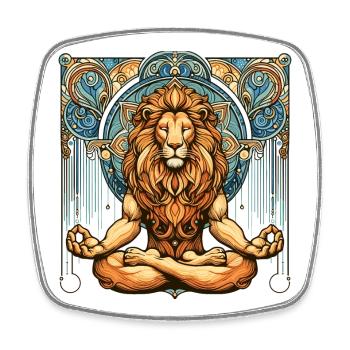 Lion Meditation Meditate Gift - Square fridge magnet - white - Front