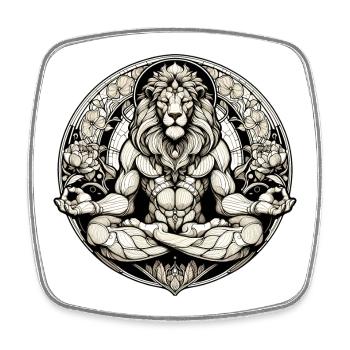 Lion Meditation Meditate Gift - Square fridge magnet - white - Front