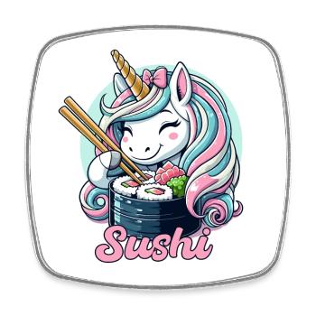 Sushi Einhorn süß Maki Geschenk - Viereckiger Kühlschrankmagnet - Weiß - Vorne