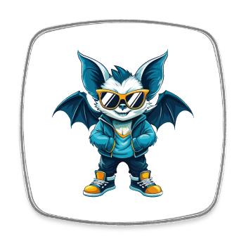 Fledermaus Cool Cartoon Figur Kawaii Clipart - Viereckiger Kühlschrankmagnet - Weiß - Vorne