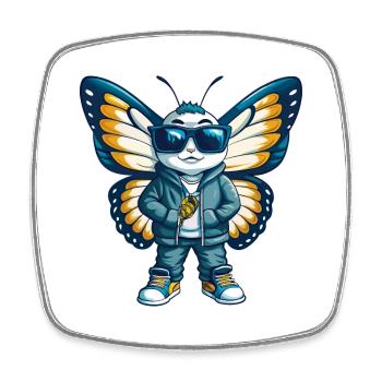 papillon cool personnage de dessin animé Kawaii Clipart - Magnet carré - blanc - Devant