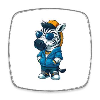 Zebra Cool Cartoon Figur Kawaii Clipart - Viereckiger Kühlschrankmagnet - Weiß - Vorne