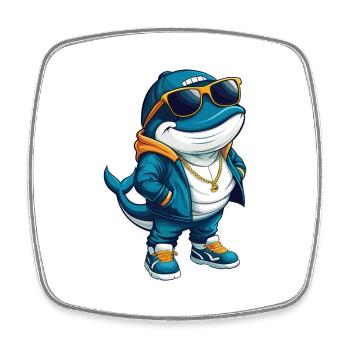 baleine cool personnage de dessin animé Kawaii Clipart - Magnet carré - blanc - Devant