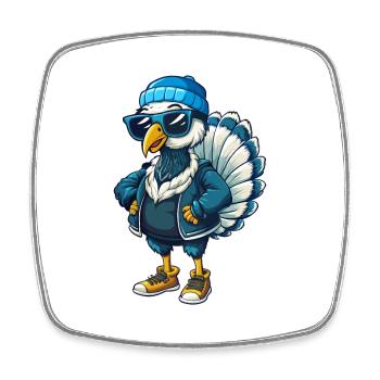 Turquie Cool Dessin animé Personnage Kawaii Clipart - Magnet carré - blanc - Devant