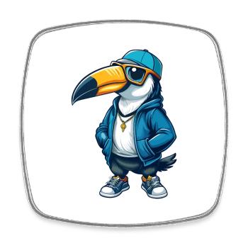 Toucan Cool Cartoon Character Kawaii Clipart - Square fridge magnet - white - Front