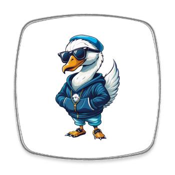 cygne cool personnage de dessin animé Kawaii Clipart - Magnet carré - blanc - Devant