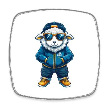 Schaf Cool Cartoon Figur Kawaii Clipart - Viereckiger Kühlschrankmagnet - Weiß - Vorne
