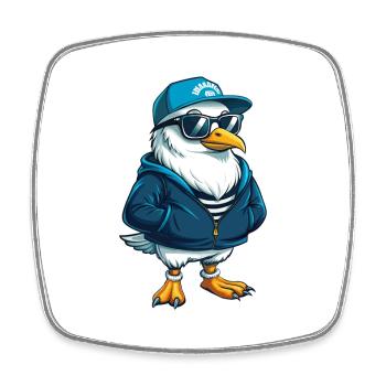 Möwe Cool Cartoon Figur Kawaii Clipart - Viereckiger Kühlschrankmagnet - Weiß - Vorne
