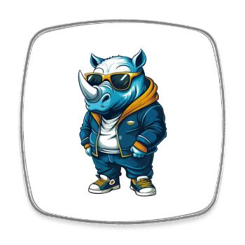 rhinocéros cool personnage de dessin animé Kawaii Clipart - Magnet carré - blanc - Devant