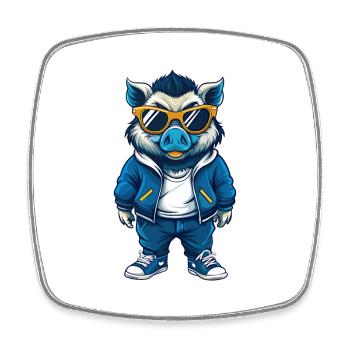 sanglier cool personnage de dessin animé Kawaii Clipart - Magnet carré - blanc - Devant