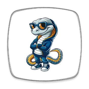 Schlange Cool Cartoon Figur Kawaii Clipart - Viereckiger Kühlschrankmagnet - Weiß - Vorne