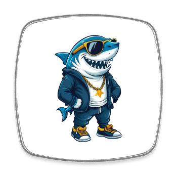 requin cool personnage de dessin animé Kawaii Clipart - Magnet carré - blanc - Devant