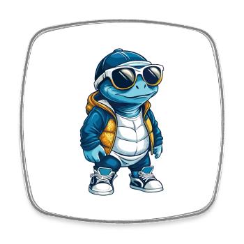 tortue cool personnage de dessin animé Kawaii Clipart - Magnet carré - blanc - Devant