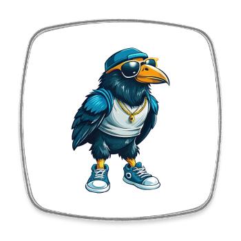 corbeau cool personnage de dessin animé Kawaii Clipart - Magnet carré - blanc - Devant
